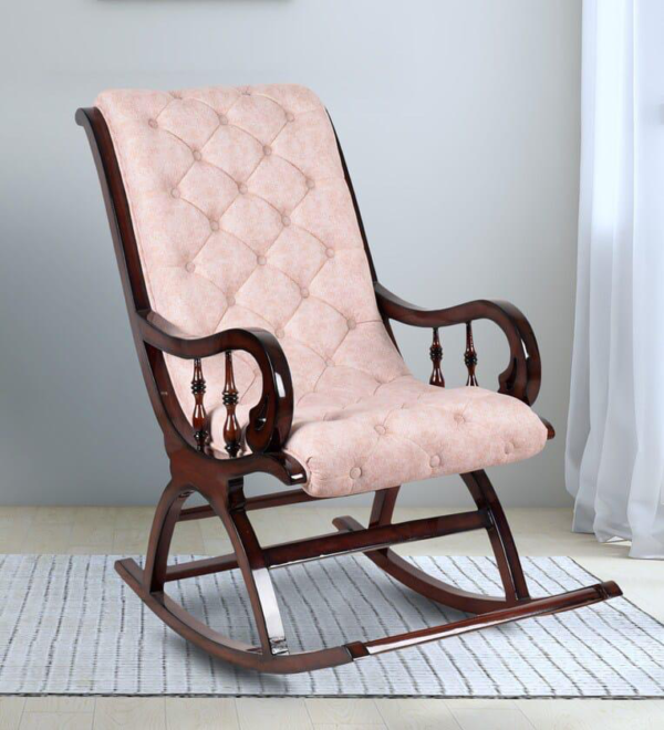 Elegant Wooden Rocking Chair with Plush Upholstery for Ultimate Comfort